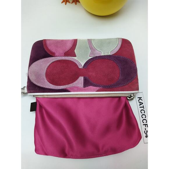 Coach Gallery Optic Signature C Multicolor Suede Leather Trim Wristlet Wallet - Picture 10 of 11